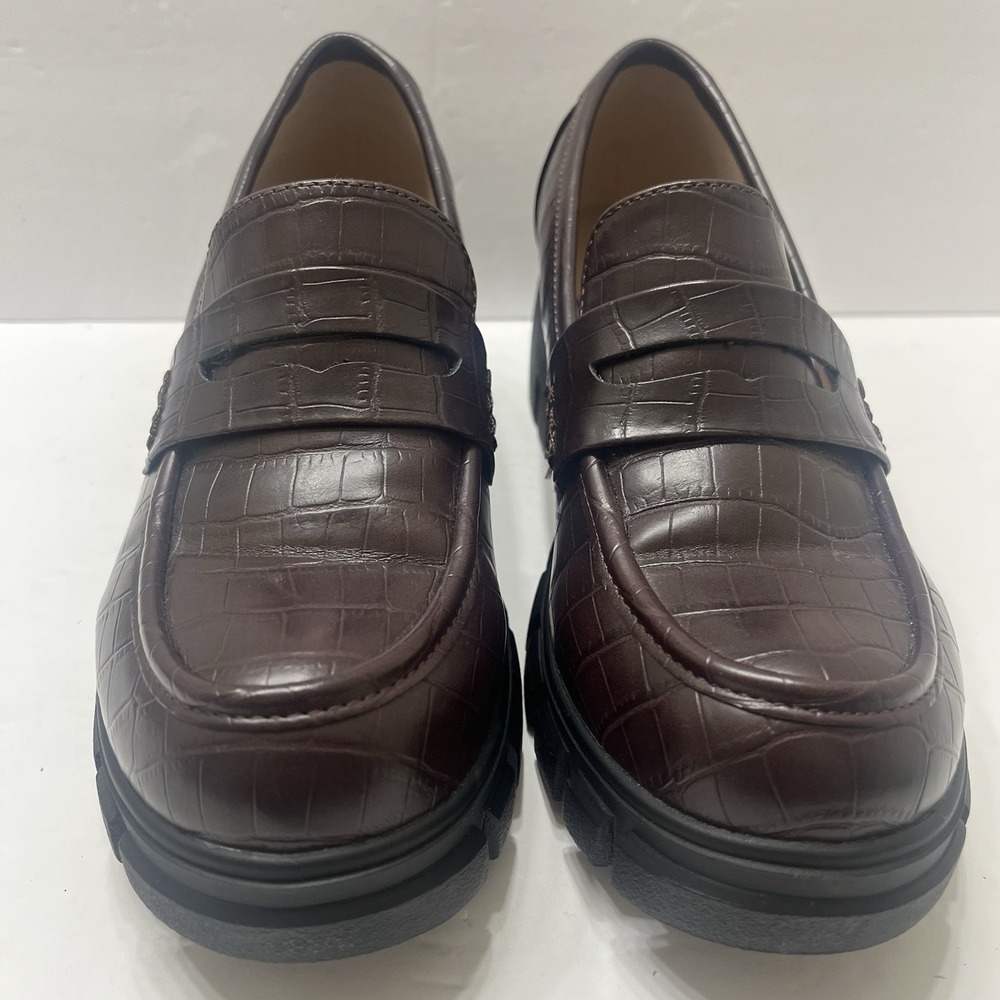 Hey Girl By Corky's Keeper Dark Brown Crocodile Embossed Chunky Loafer Women's 8 - Picture 3 of 6